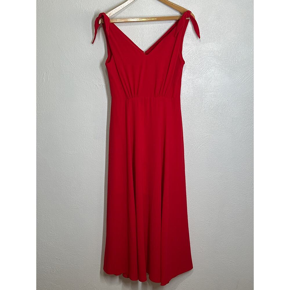 Betsey Johnson Red Midi Dress with Tie-Shoulder V-Neck